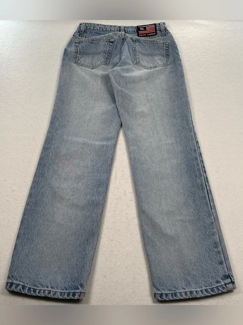 VINTAGE Polo Jeans Co. Ralph Lauren Jeans Womens 4x29 Lt Blue Flag Patch RL 90s - Picture 2 of 11